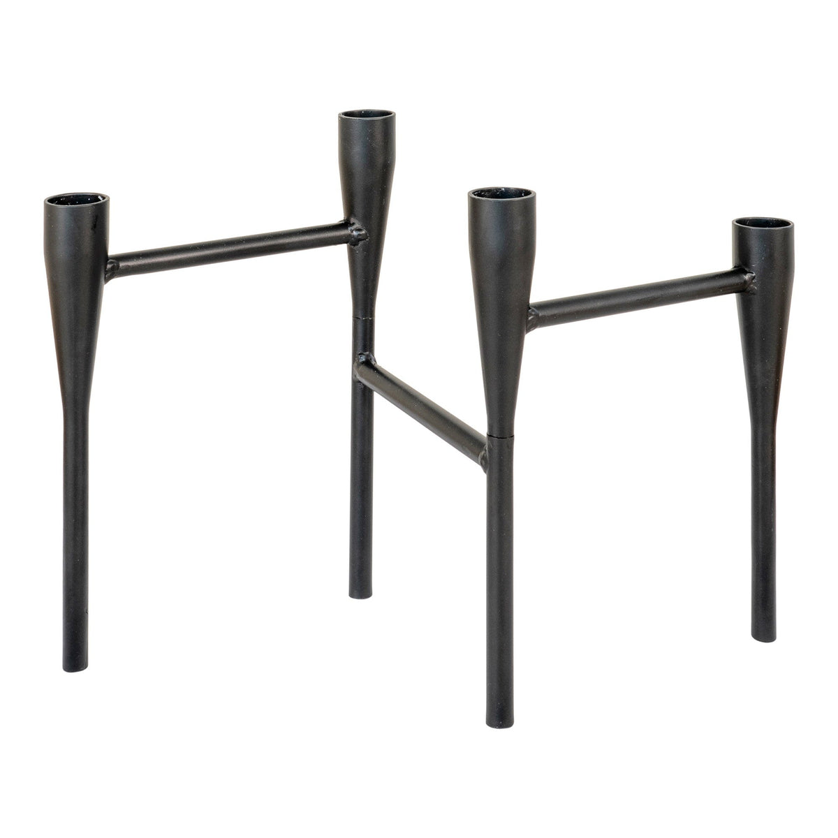 Kayu Living minimalist black steel candle holder with four tapered sockets for a modern home decor aesthetic