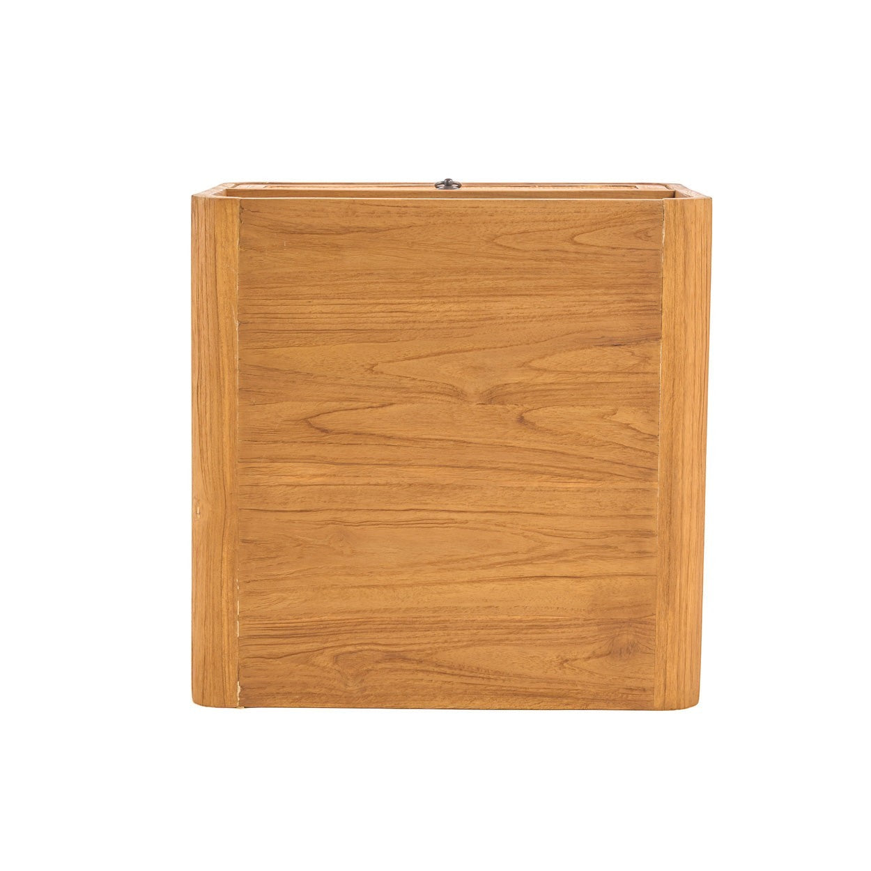 Kayu Living The Breeze nightstand in natural Indonesian teak wood with a smooth finish and rounded edges.
