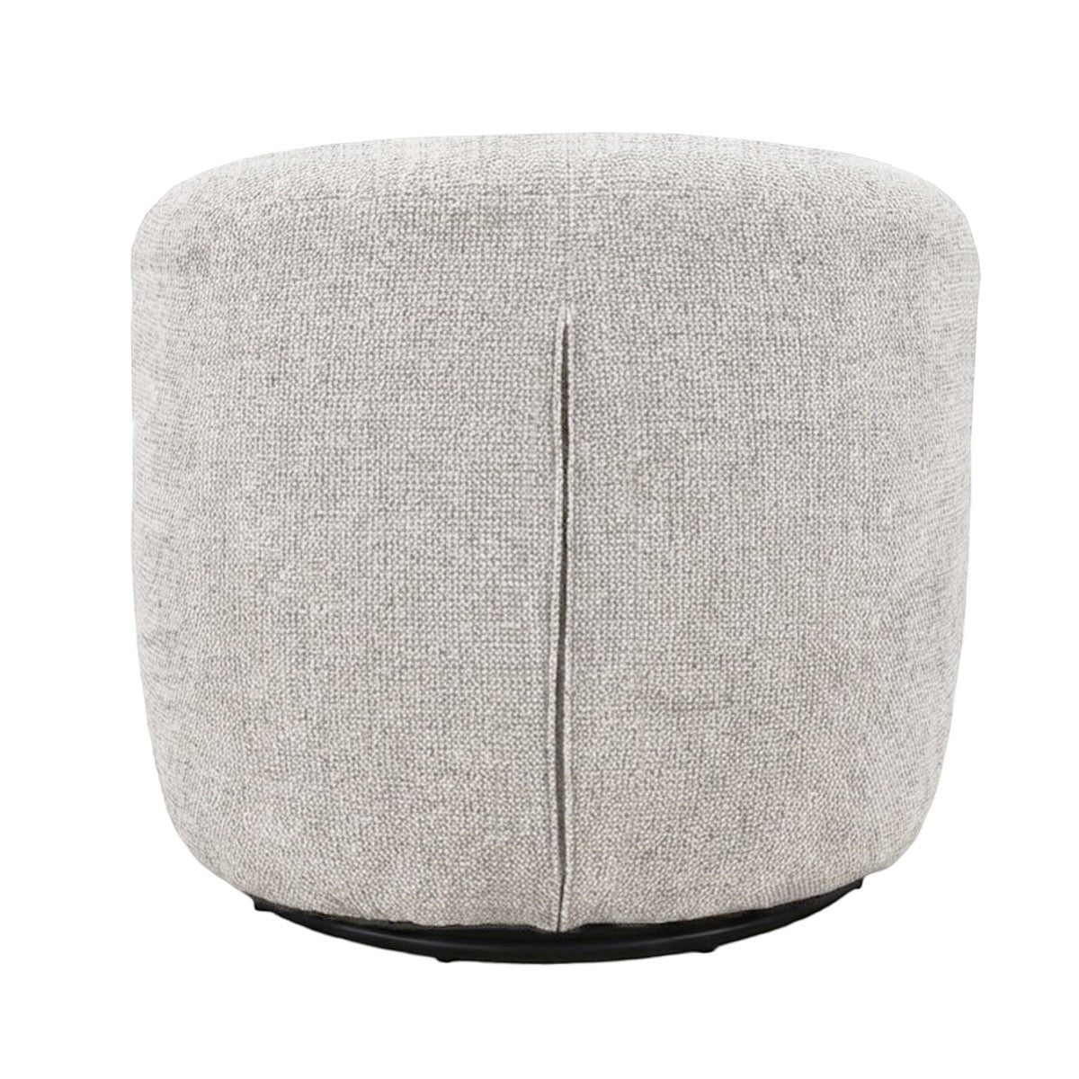 Kayu Living Britt swivel armchair in beige textured fabric with a rounded, compact design and sturdy swivel base.