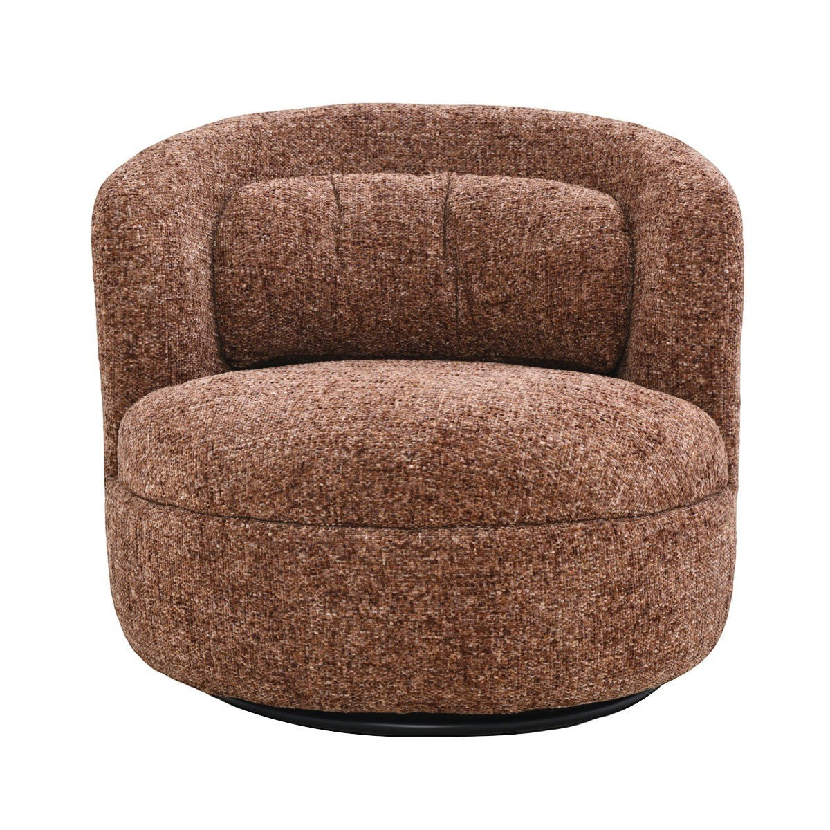 Kayu Living Britt burgundy textured fabric swivel armchair with a rounded back and deep cushioned seat