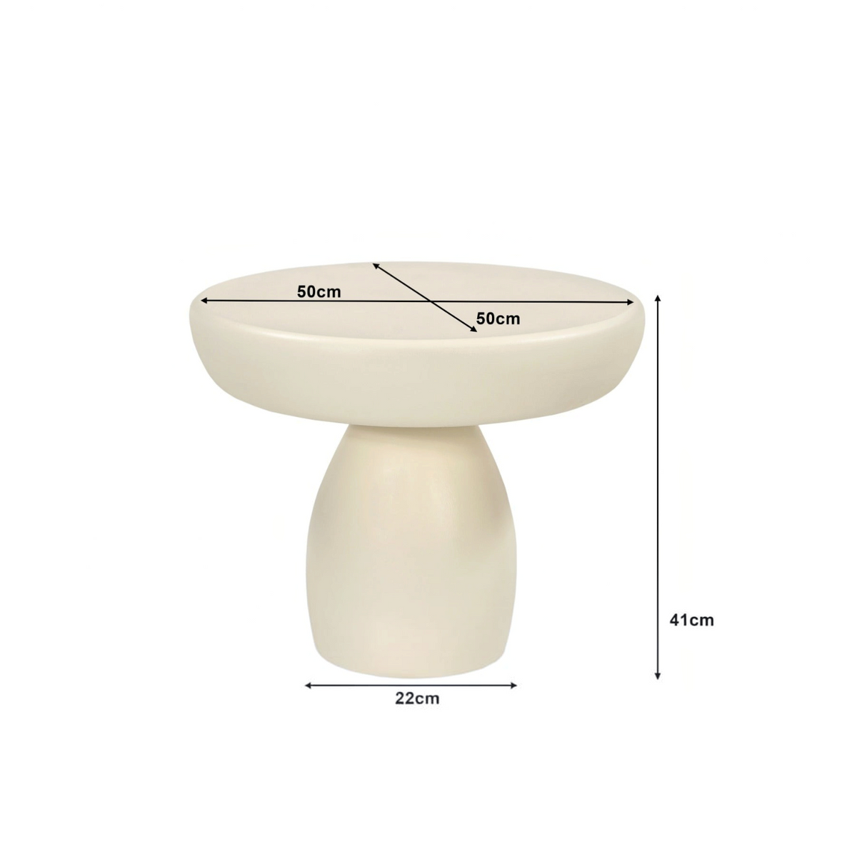 Kayu Living Brix Dune 50 cm round coffee table in beige beton cire with a minimalist pedestal base.
