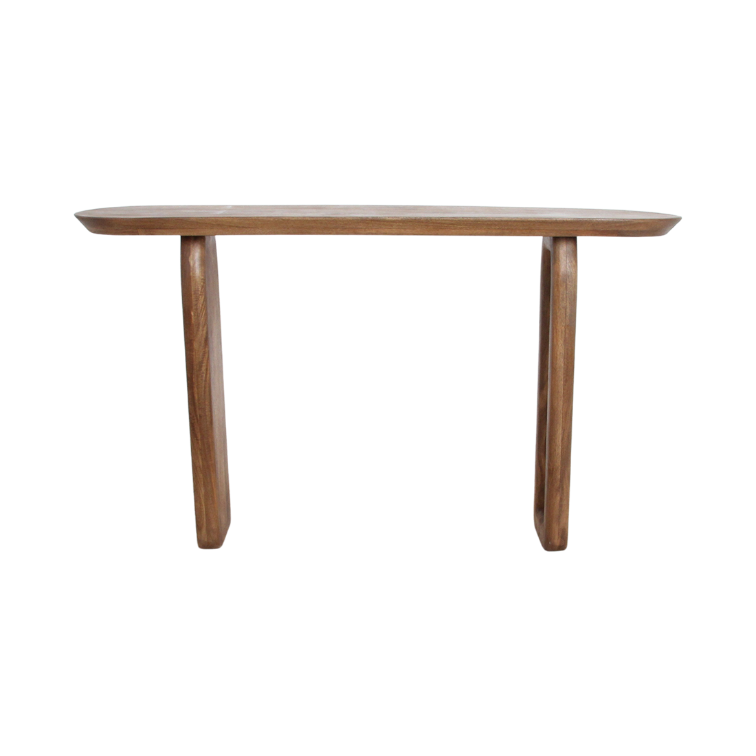 Kayu Living brown solid mango wood bullnose console table with rounded edges and minimalist design