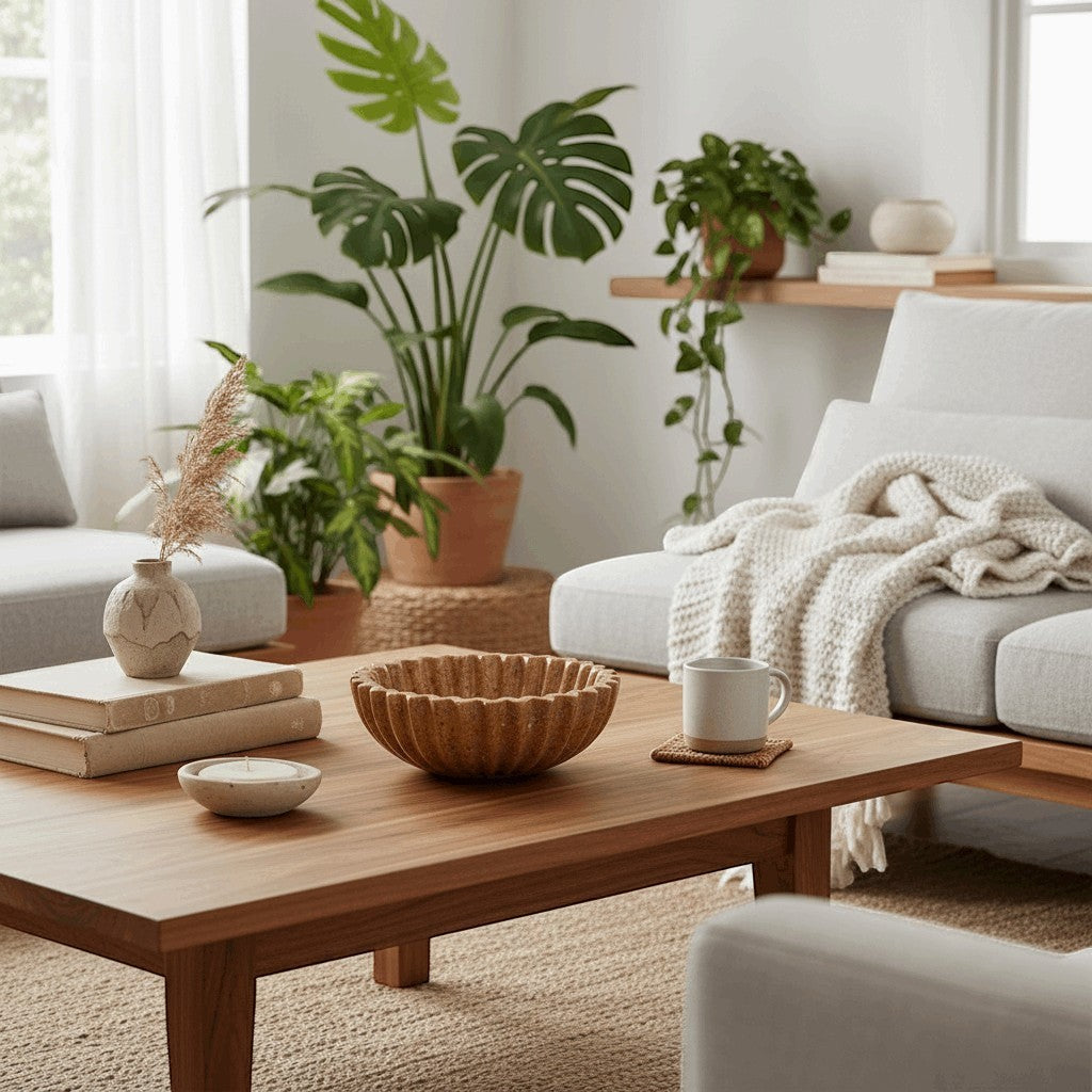 Kayu Living caramel wavy edge onyx stone serving bowl with natural veining, perfect for snacks or decor.