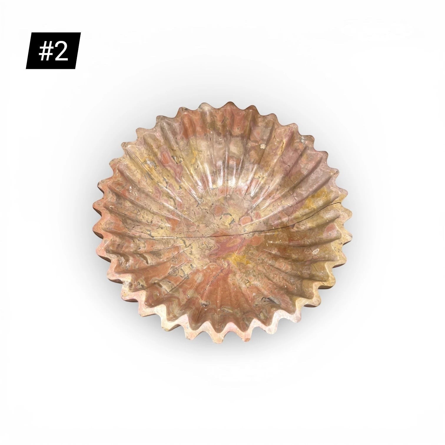 Kayu Living caramel wavy edge onyx stone serving or decorative bowl with natural veining.