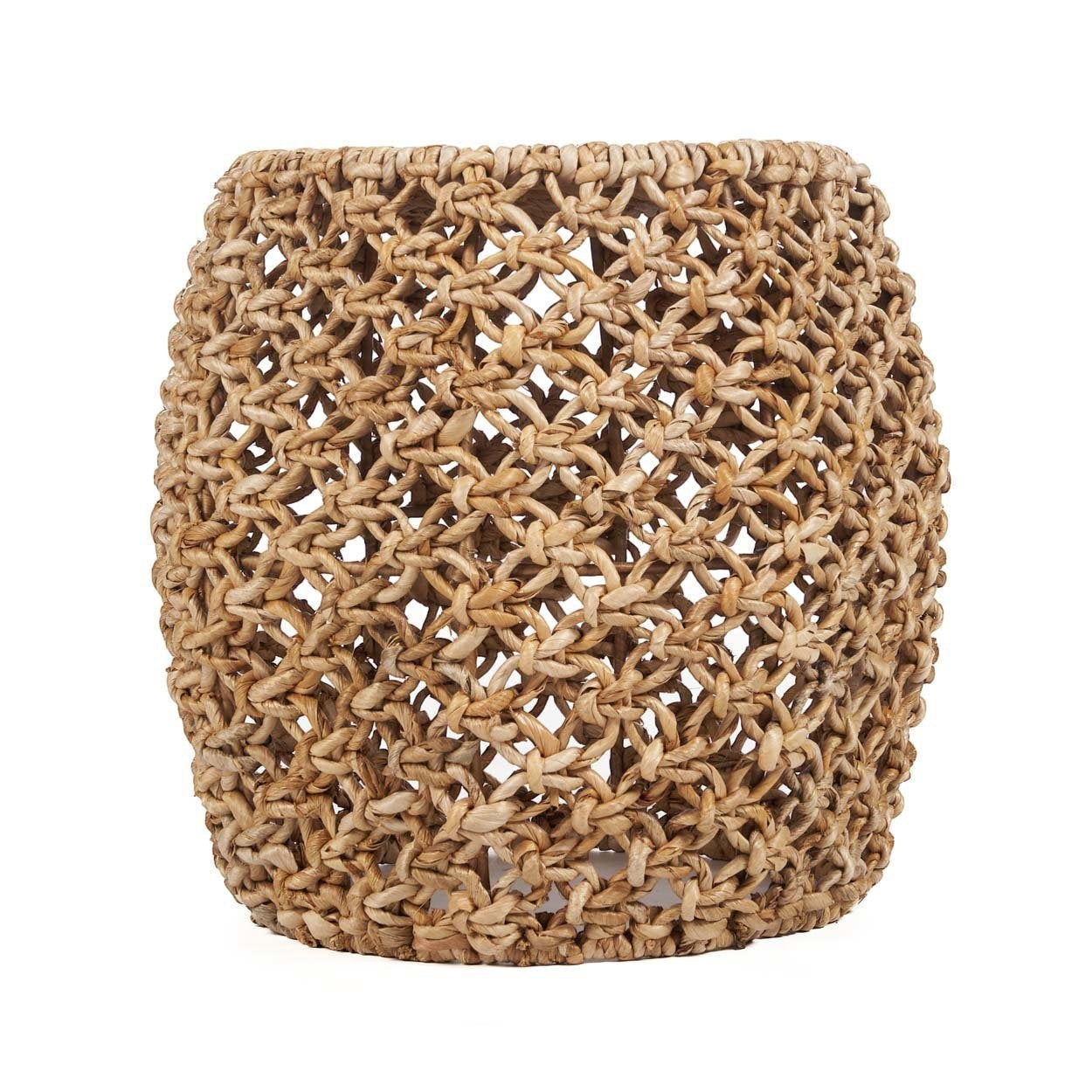 Kayu Living The Dannih Stool, a handcrafted sustainable banana leaf accent stool with a woven boho design.