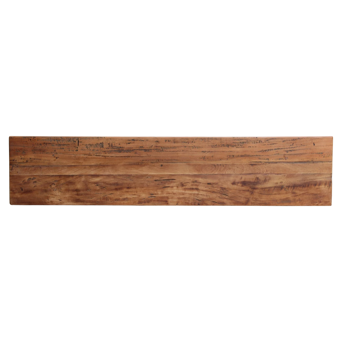 Kayu Living Farmwood console table top showing natural wood grain, knots, and rustic texture from recycled beams.