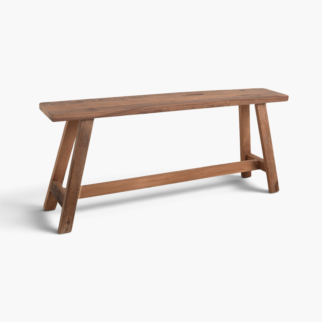 Kayu Living Farmwood 115 cm bench made from reclaimed FSC-certified wood with a rustic handcrafted finish.