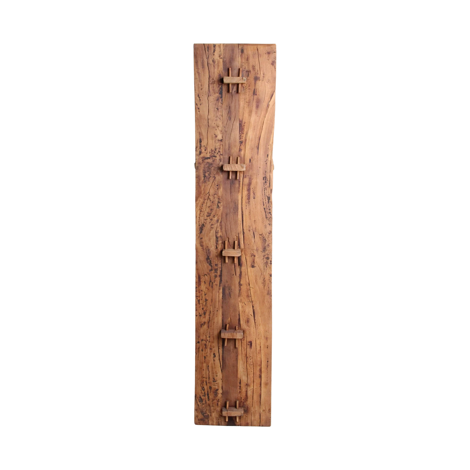 Kayu Living Farmwood storage rack made from reclaimed brown wood with unique grain and rustic joinery details.