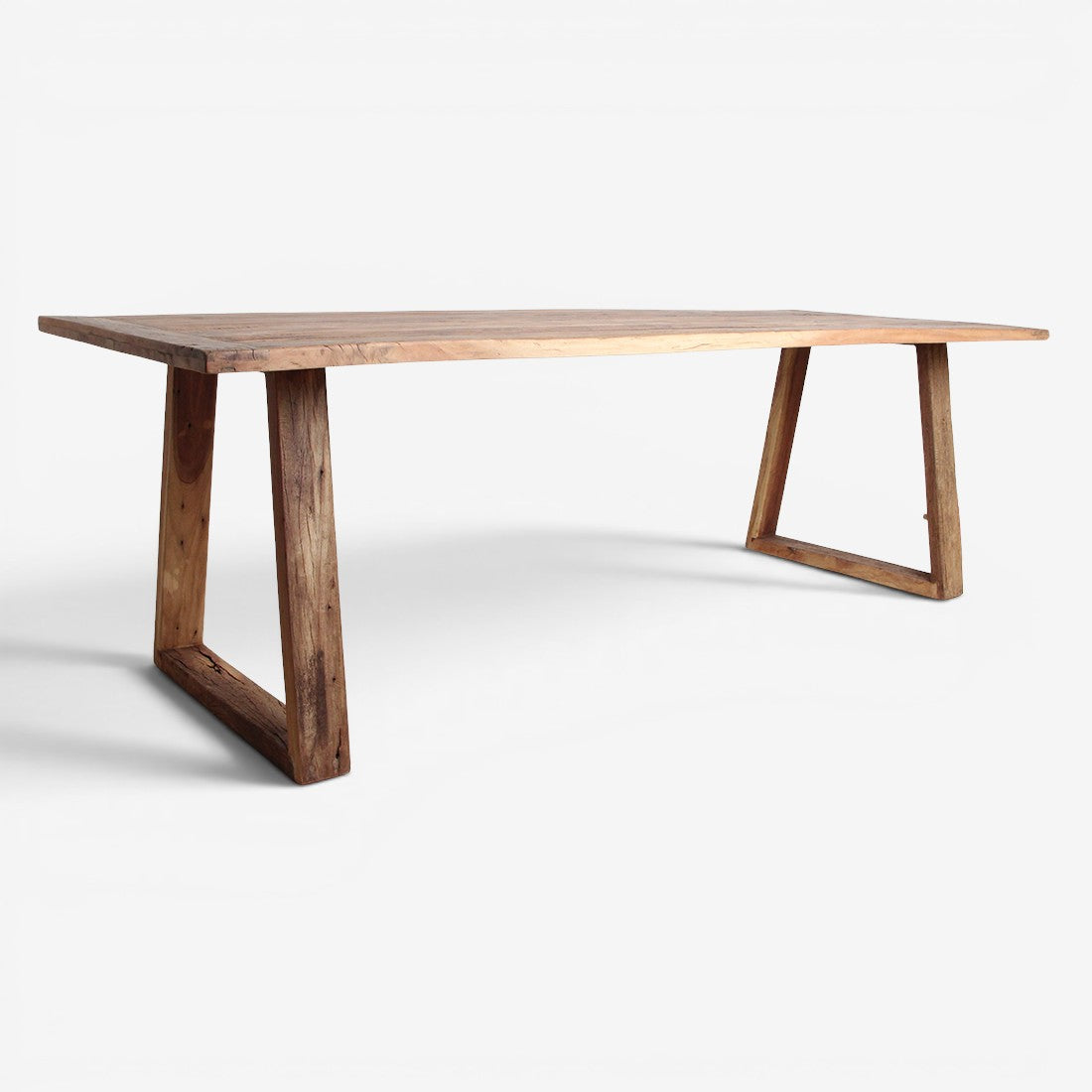 Kayu Living Farmwood dining table made from recycled brown wood with a natural grain and unique rustic finish.
