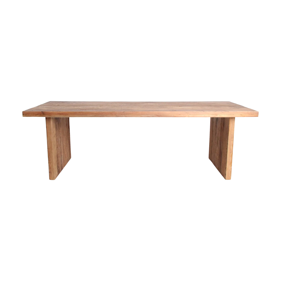 Kayu Living Farmwood waterfall dining table in reclaimed timber with natural grain and weathered wood finish