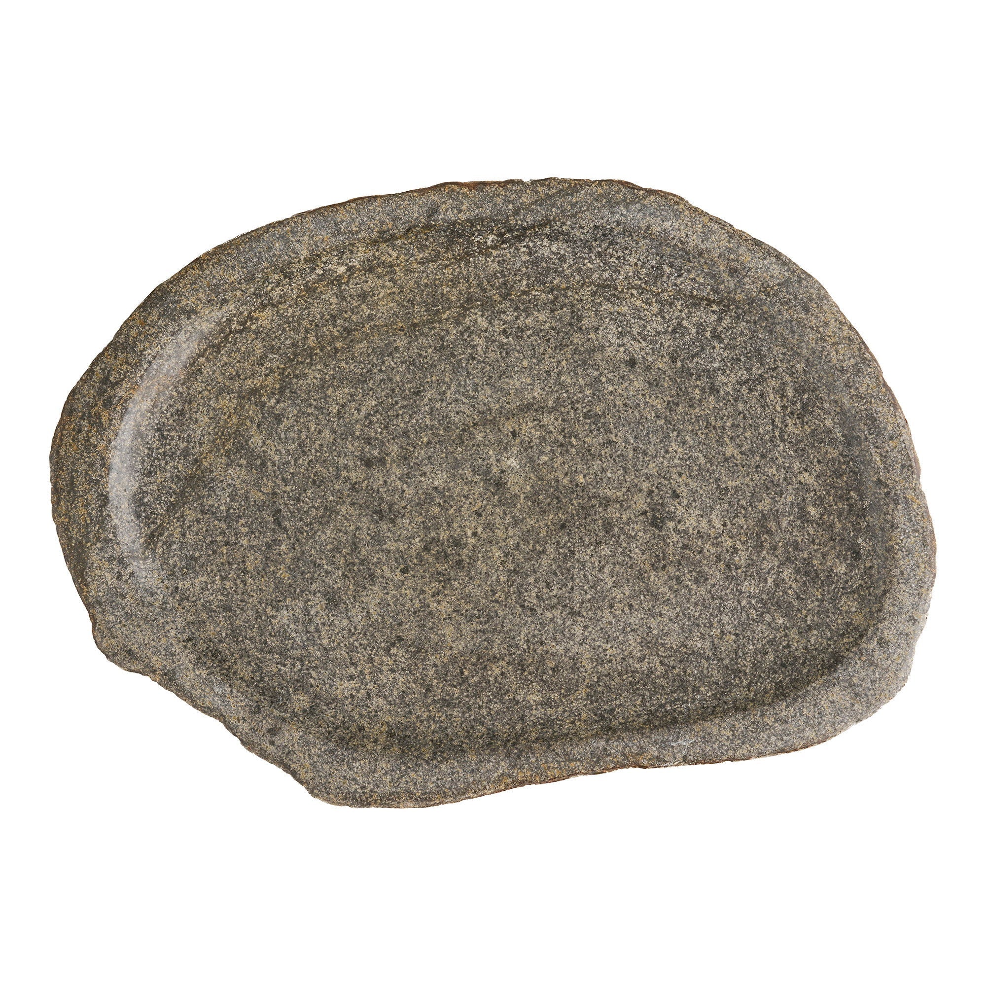 Kayu Living Gara natural riverstone tray with a textured matte finish for jewelry or soap display.