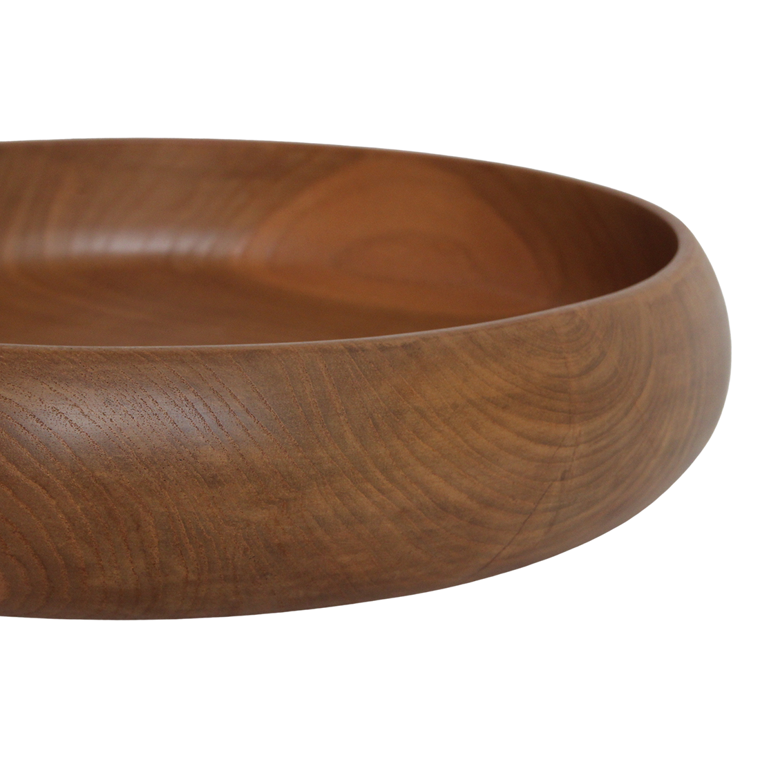 Kayu Living large 37 cm solid teak bowl with a natural wood grain finish, perfect for home decor.