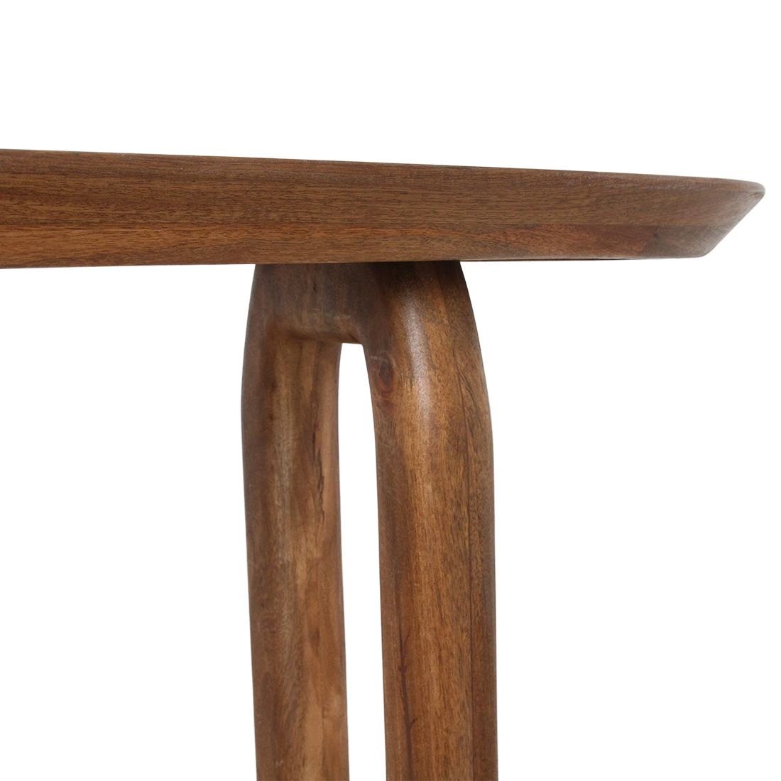Kayu Living brown solid mango wood bullnose console table with rounded edges and natural wood grain detail