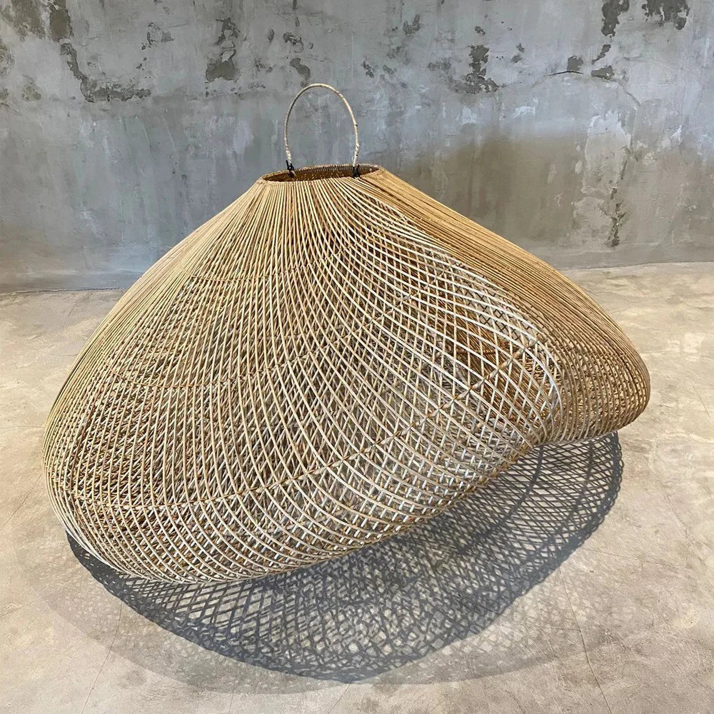 Kayu Living oversized natural rattan cloud pendant lamp, handcrafted boho style, 120cm XXL size.