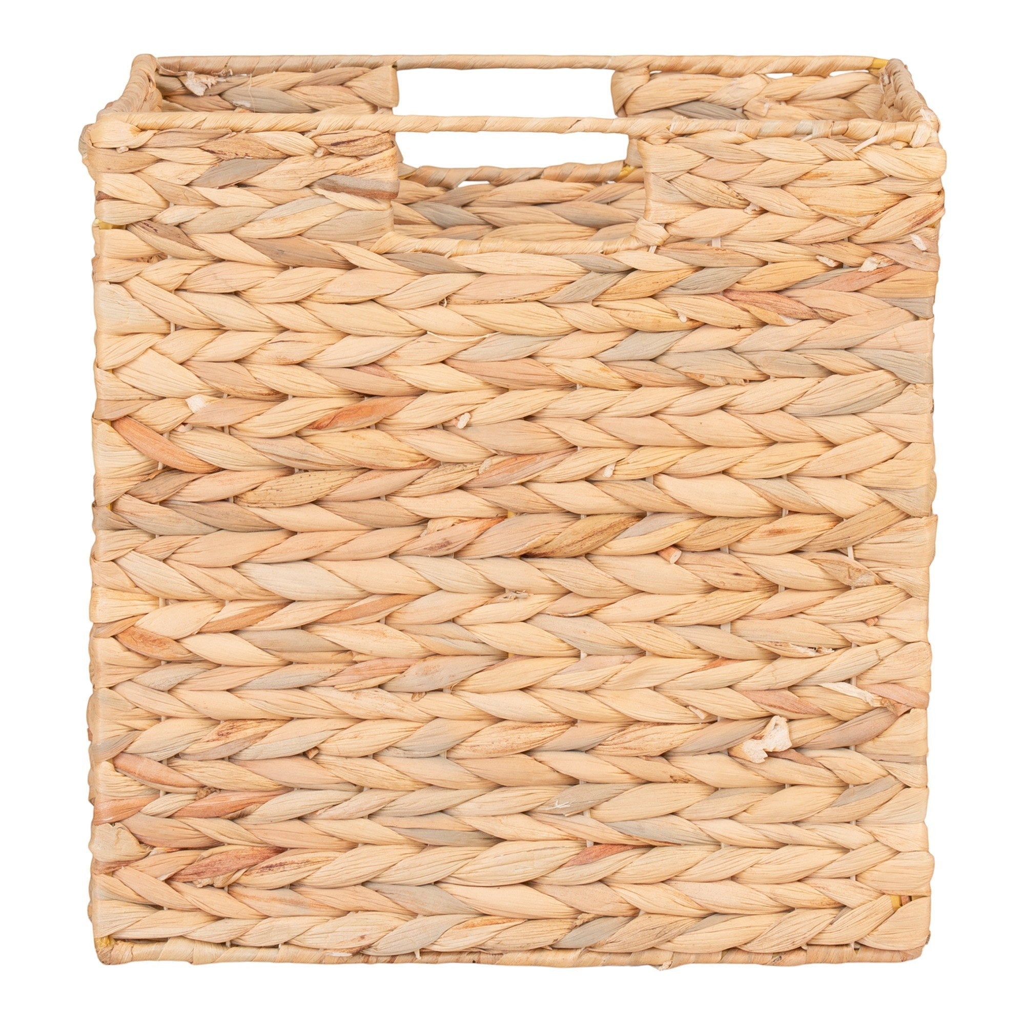 Kayu Living Passo square foldable storage basket made of natural woven water hyacinth with integrated handles