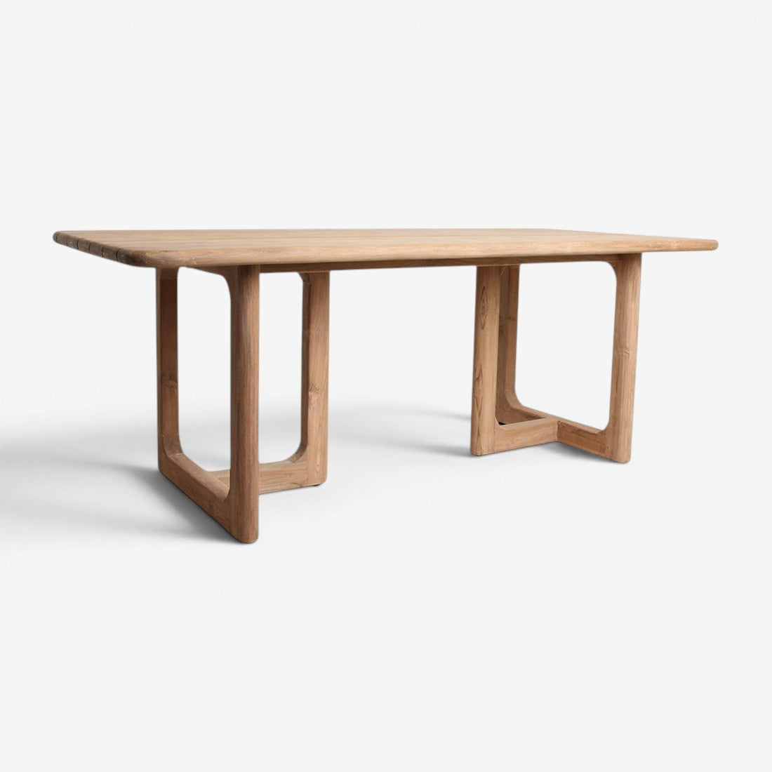 Kayu Living Primavera 240 cm garden table made from recycled teak with rounded edges and organic U-shaped legs.