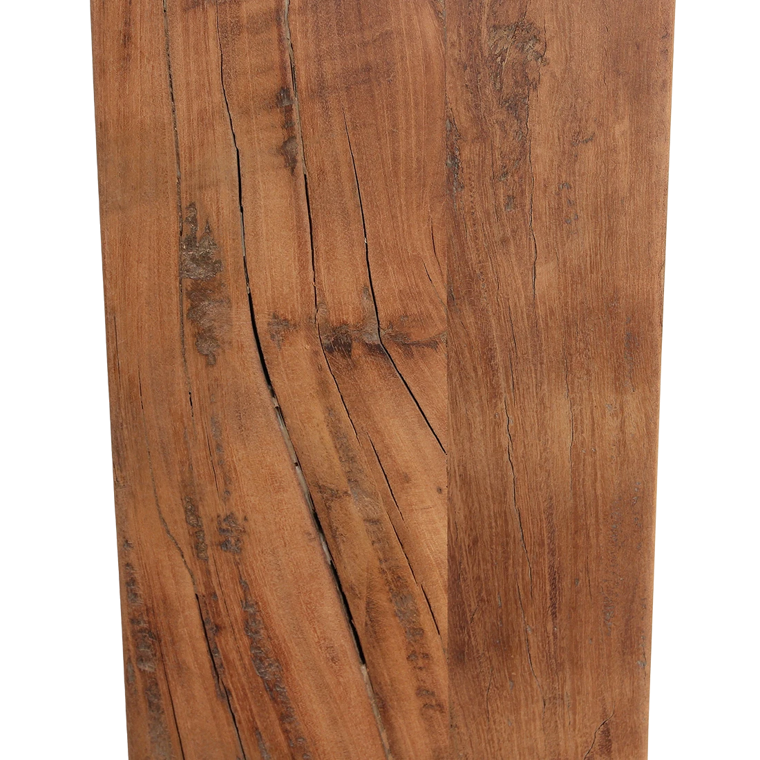 Close-up of Kayu Living Farmwood snack board showing rich grain, natural knots, and texture of reclaimed wood.