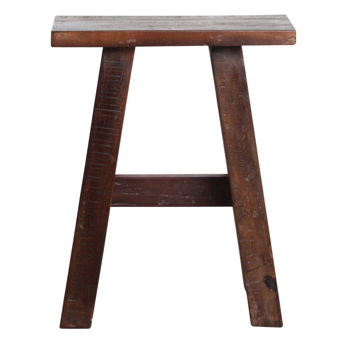 Kayu Living medium industrial bus stop bench made from rustic FSC-recycled wood with a warm, unique patina.