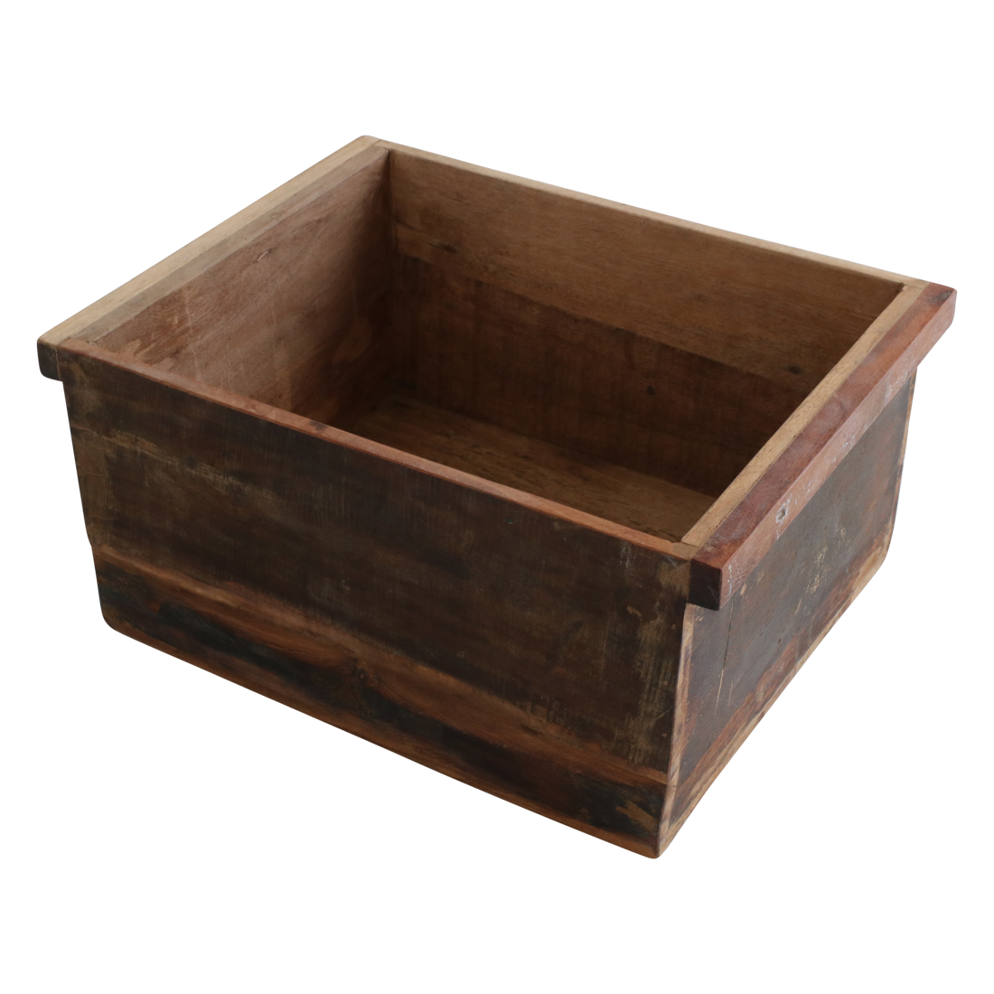 Kayu Living rustic factory storage crate made from 100% FSC-recycled wood with a warm, unique patina