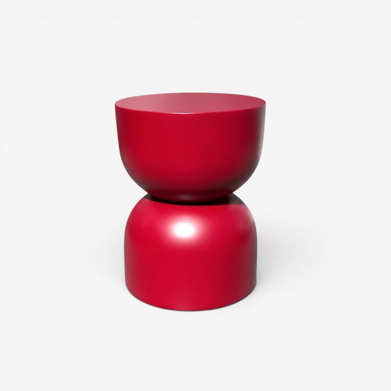Kayu Living red suar wood stool with half cupped design, modern minimalist accent furniture.