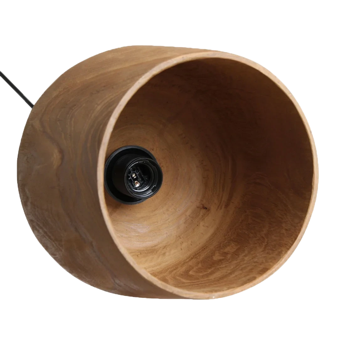 Kayu Living Sirocco Bottle pendant lamp in solid teak wood with a rounded shape and visible natural wood grain