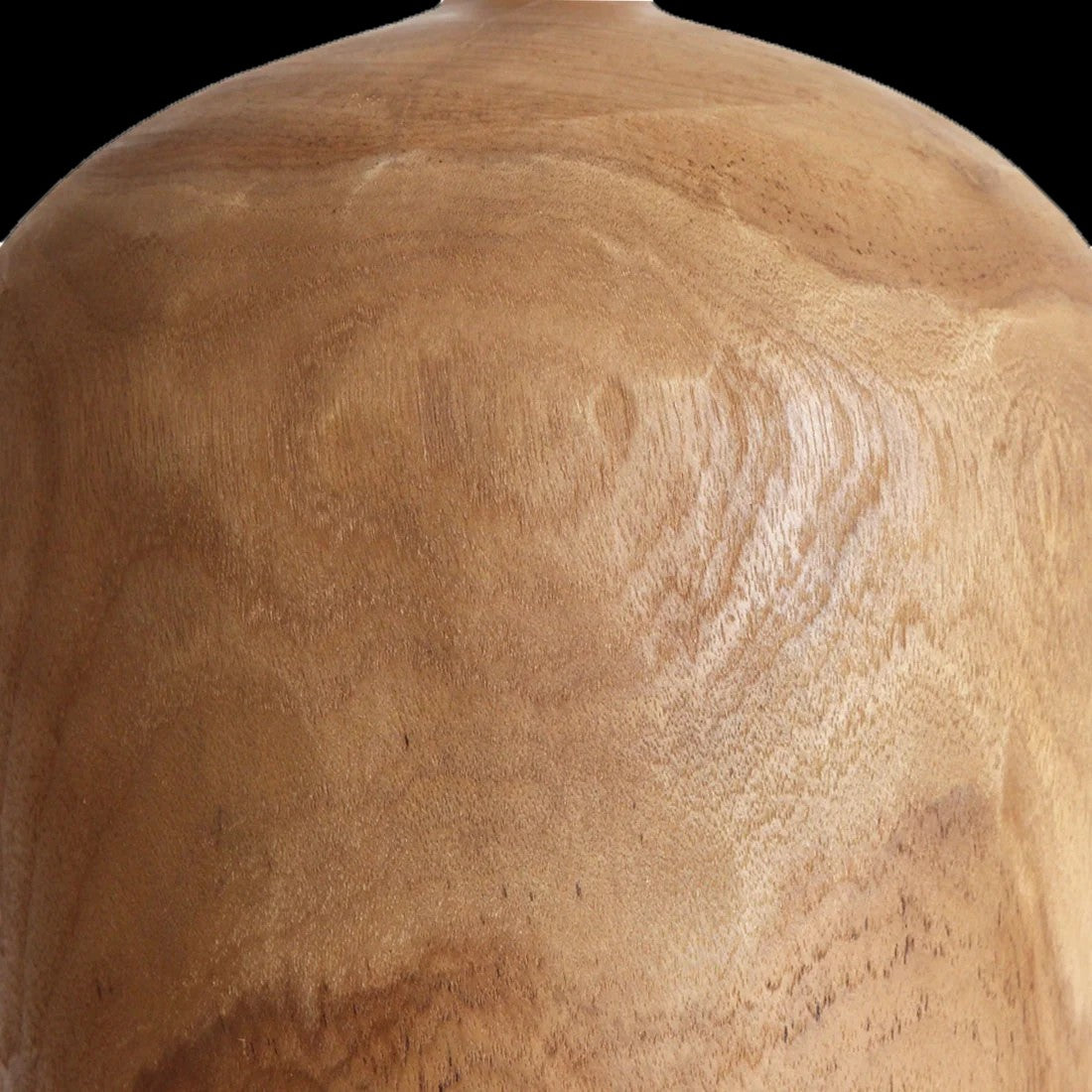 Kayu Living Sirocco Bottle pendant lamp featuring a rounded solid teak wood shade with visible natural grain patterns.