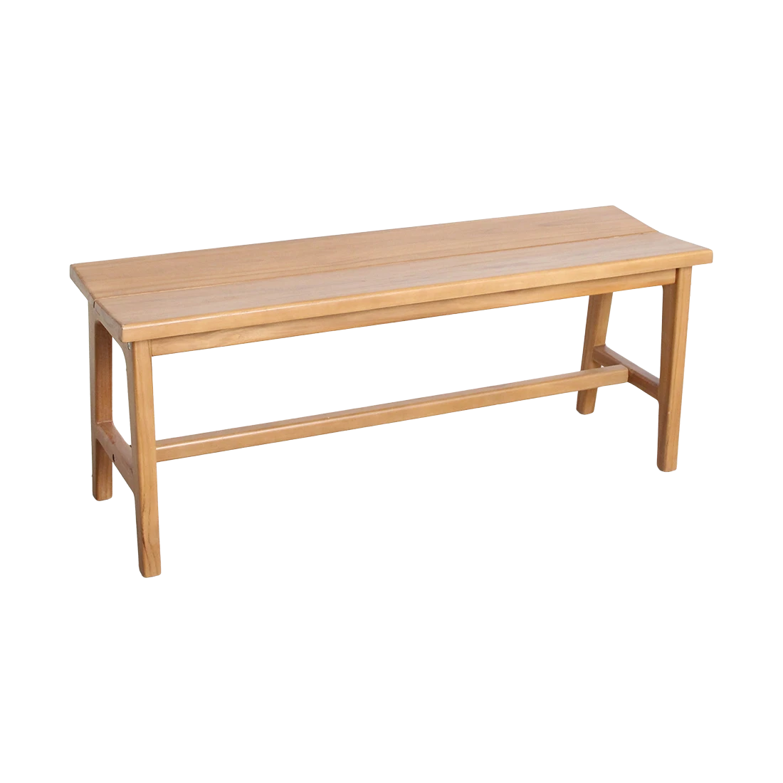 Kayu Living compact teak bench with a natural wood finish, perfect for indoor or outdoor seating.