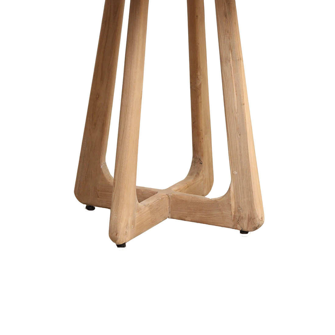 Kayu Living Verano round teak table base with sturdy cross-leg design in natural wood finish