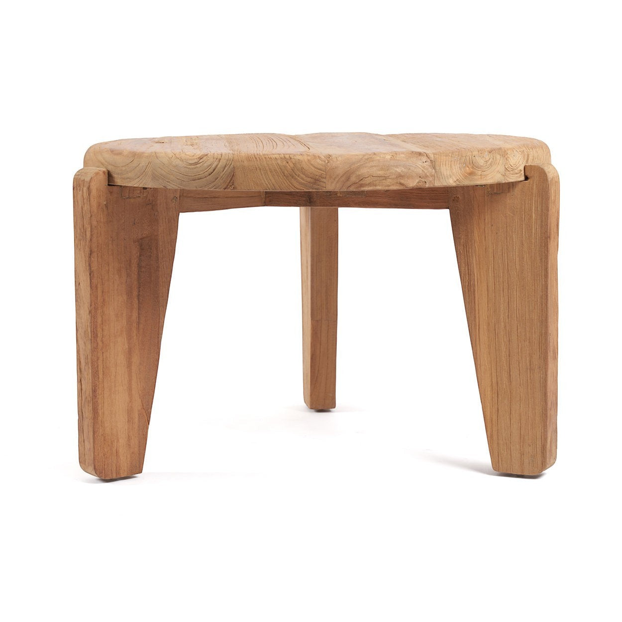 Kayu Living Wabi Sabi reclaimed teak coffee table with three legs and natural finish.