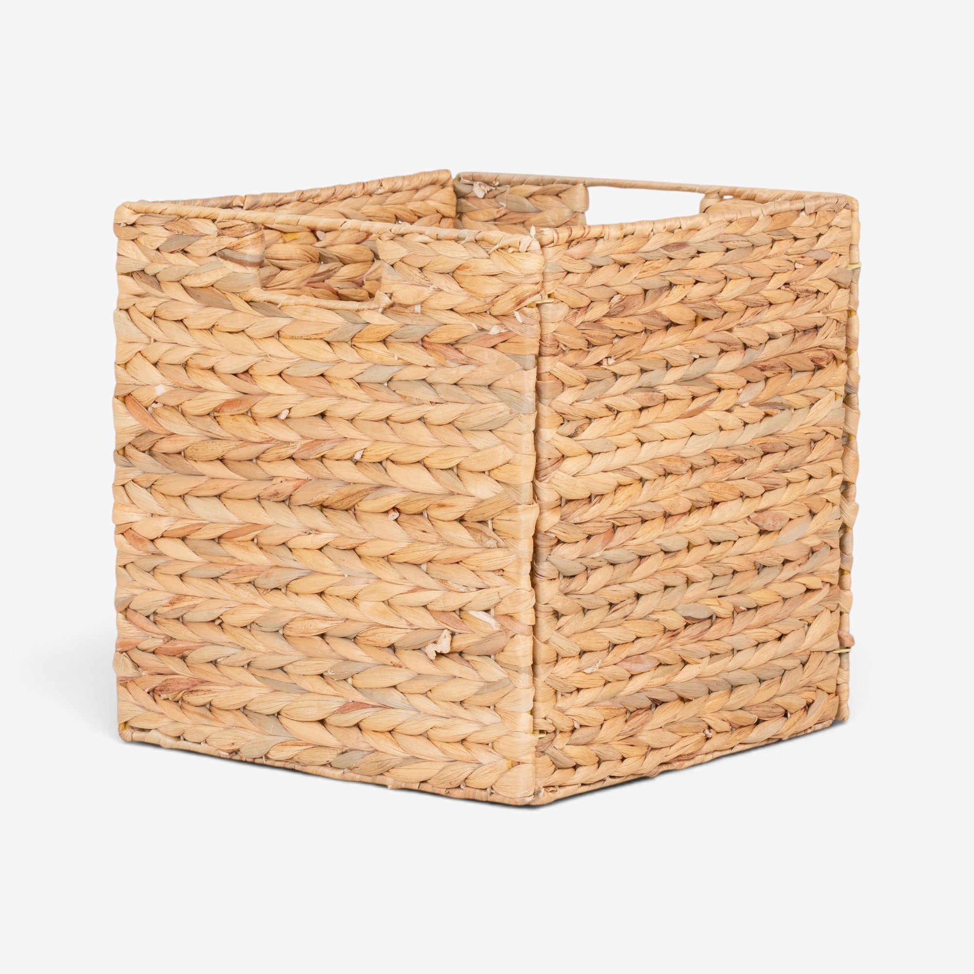 Kayu Living Passo square foldable storage basket made of natural woven water hyacinth for home organization