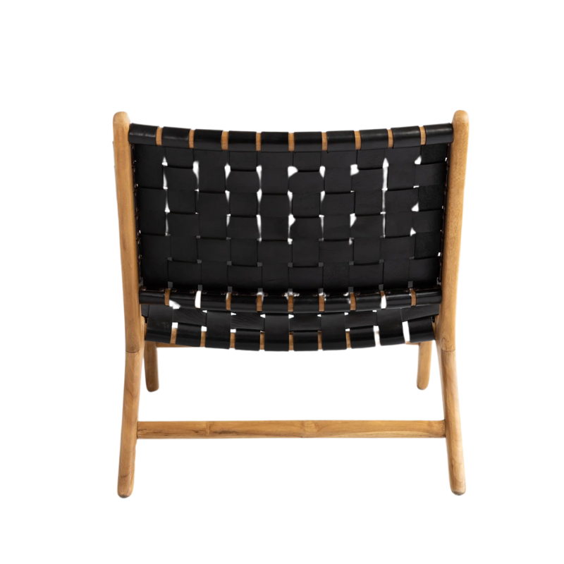 Umalas Teak and Woven Leather Lounge Chair