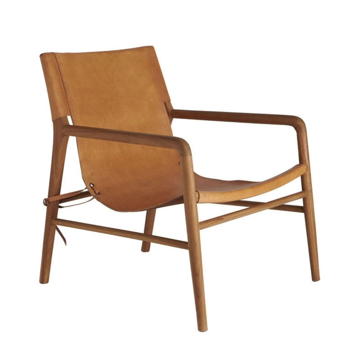 Brown leather armchair on a white background