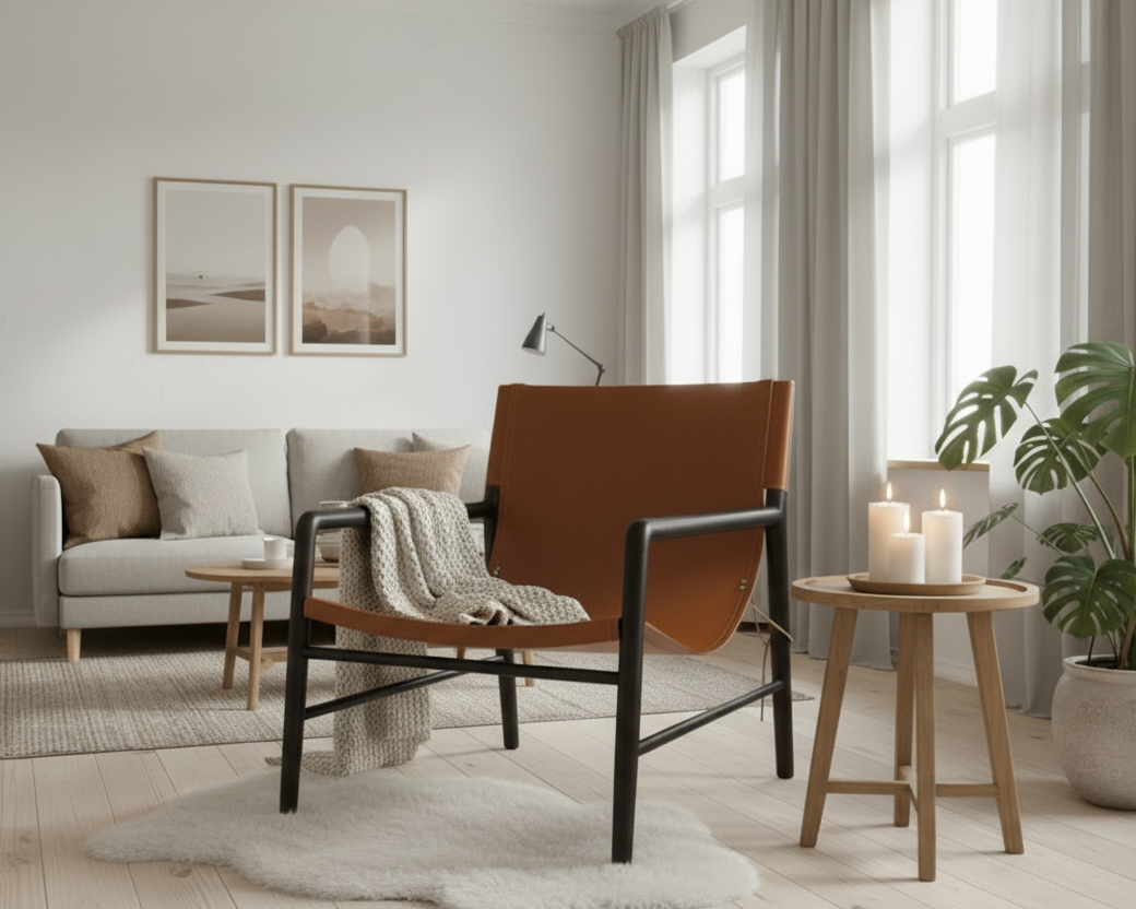 Dark brown Marita lounge chair with plush cushioning and modern design, perfect for relaxing living room or lounge area.